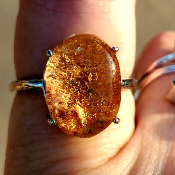 New Phantom Quartz Lodolite Adjustable Silver Ring. - Picture 3 of 13